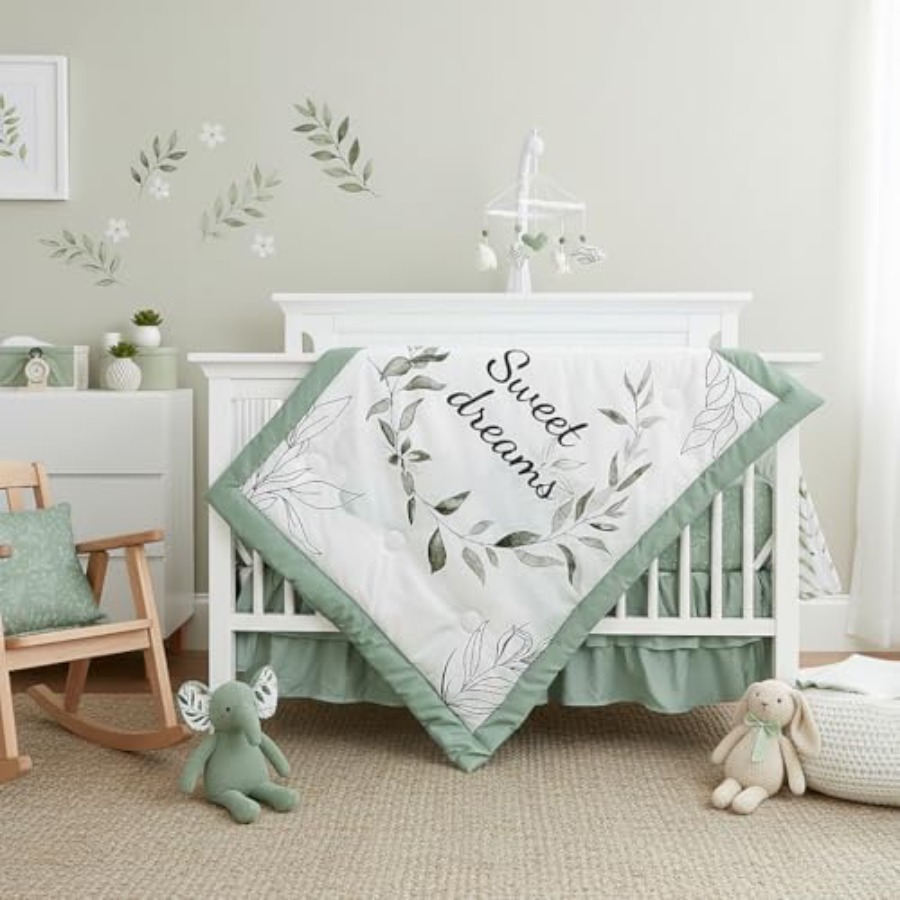 Green Crib Bedding Set 4-Piece - Baby Nursery Bedding のレビューと価格