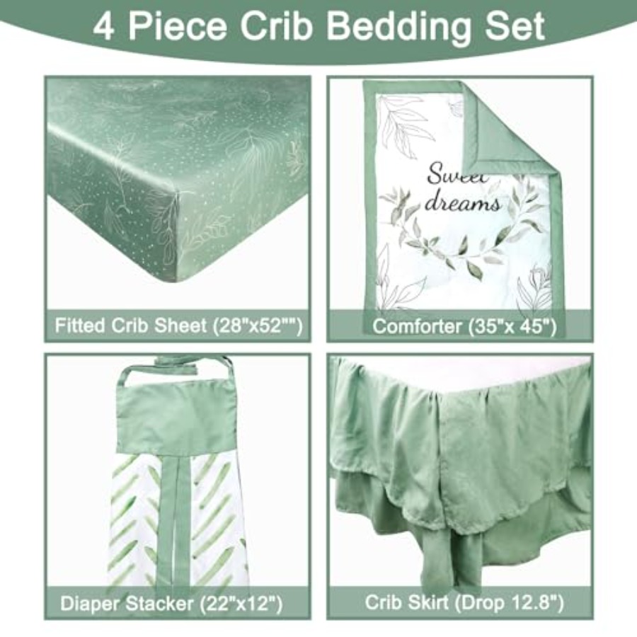 Green Crib Bedding Set 4-Piece - Baby Nursery Bedding のレビューと価格