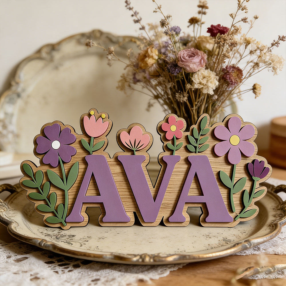 Custom 3D Flower Wreath Name D - Baby Nursery Themes Girl のレビューと価格