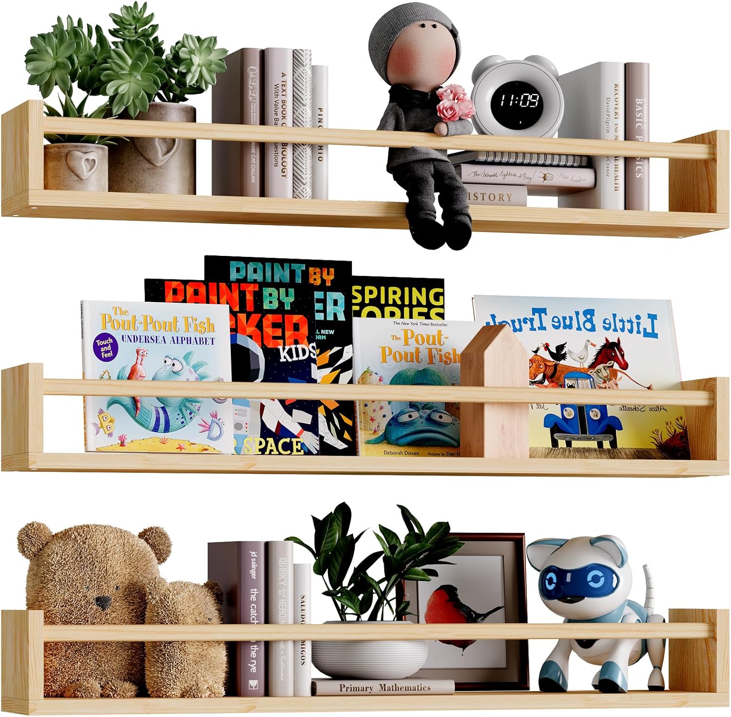 Nursery Book Shelves, 23.6 Inc - Baby Nursery Floating Shelves のレビューと価格