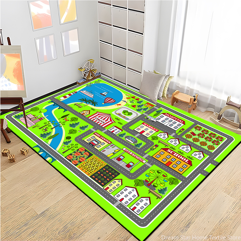 Kids Road Traffic Carpet Carto - Baby Nursery Rug のレビューと価格