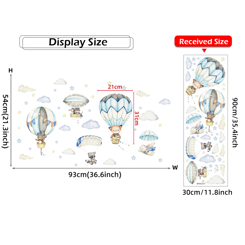 Cartoon Cute Animals Hot Air B - Baby Nursery Hot Air Balloon のレビューと価格