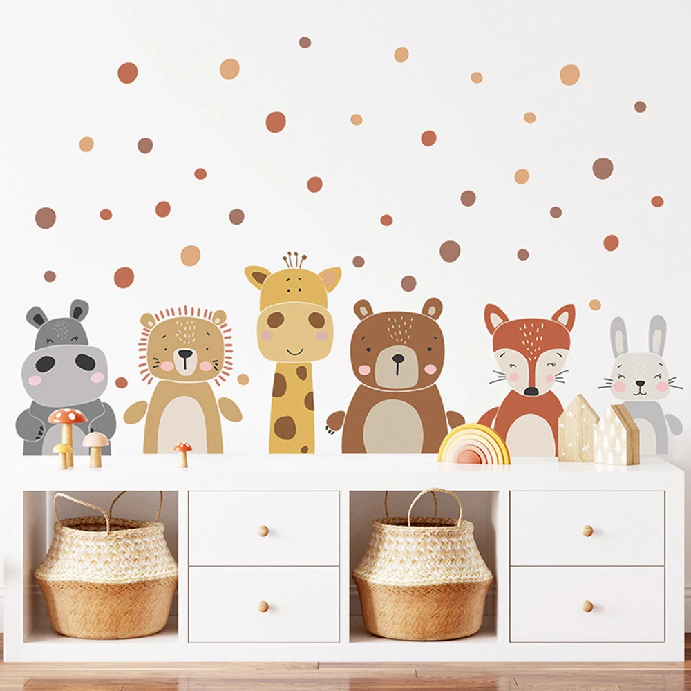 Boho Cute Giraffe Bear Animals - Baby Nursery Peel And Stick Wallpaper のレビューと価格