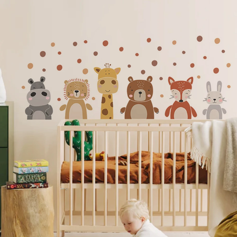 Boho Cute Giraffe Bear Animals - Baby Nursery Peel And Stick Wallpaper のレビューと価格