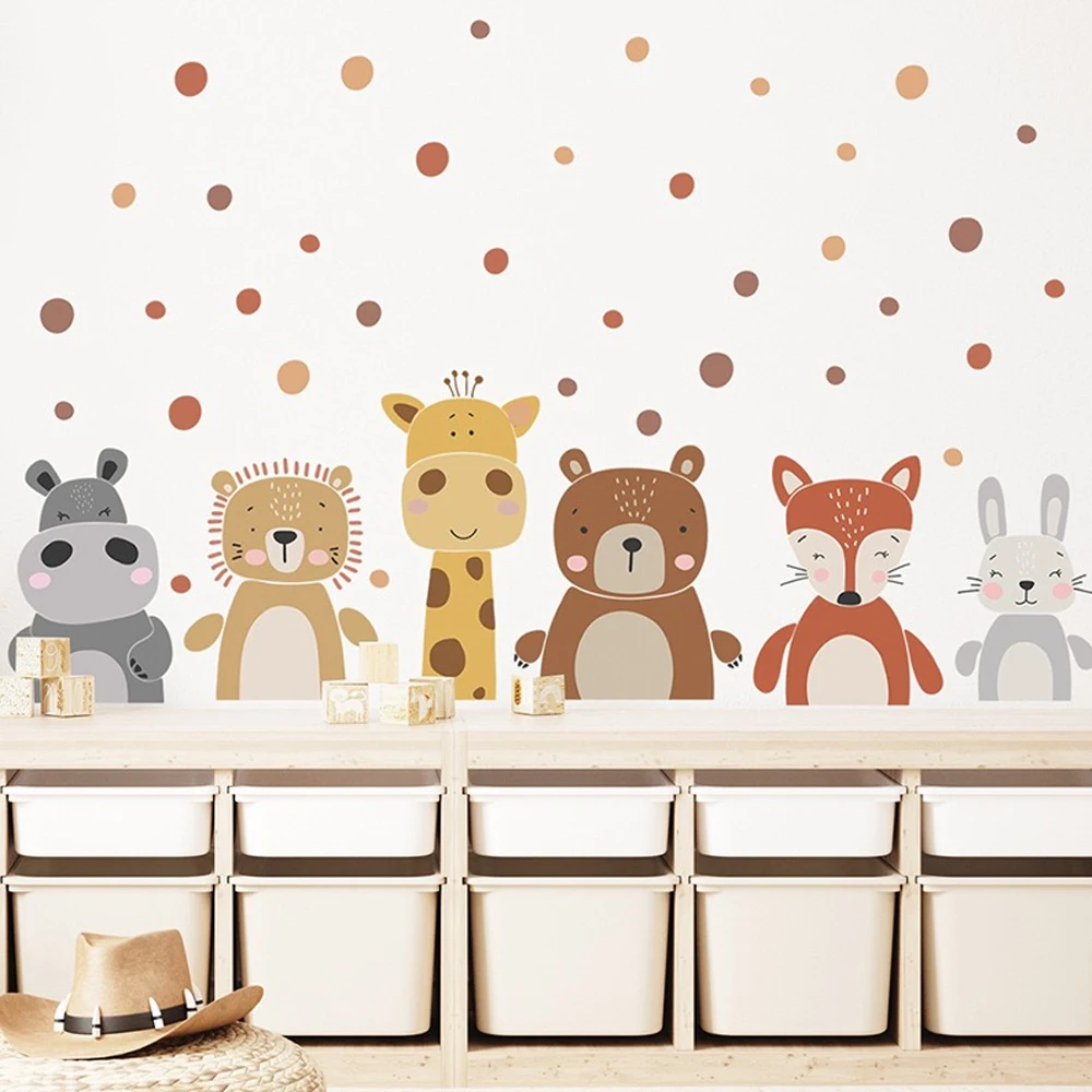Boho Cute Giraffe Bear Animals - Baby Nursery Peel And Stick Wallpaper のレビューと価格
