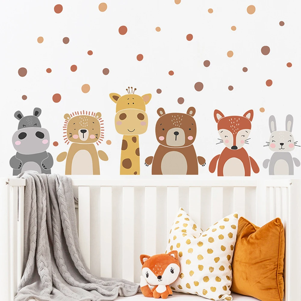 Boho Cute Giraffe Bear Animals - Baby Nursery Peel And Stick Wallpaper のレビューと価格