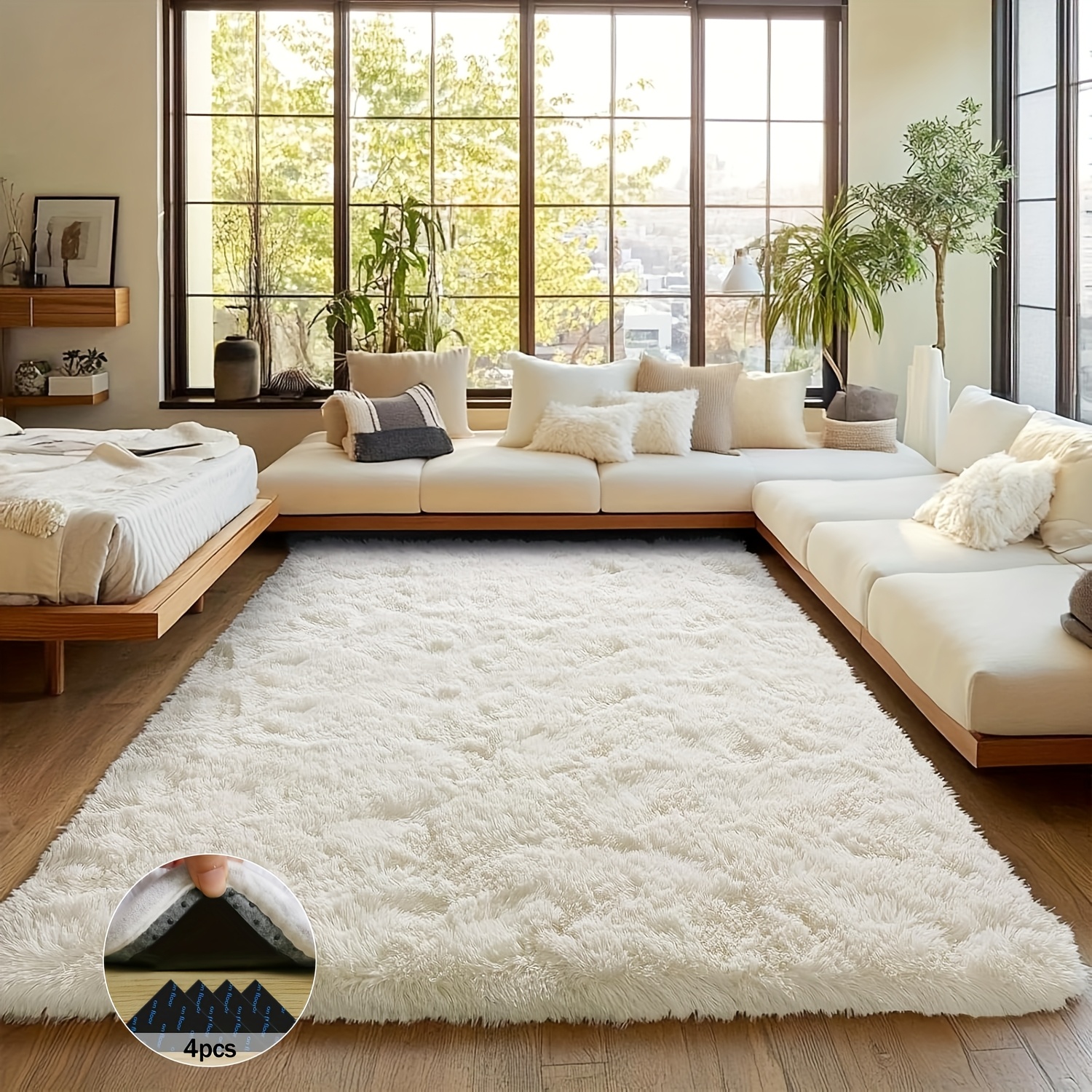 Off-White Soft Shaggy Non-Slip - Soft Rug Nursery のレビューと価格