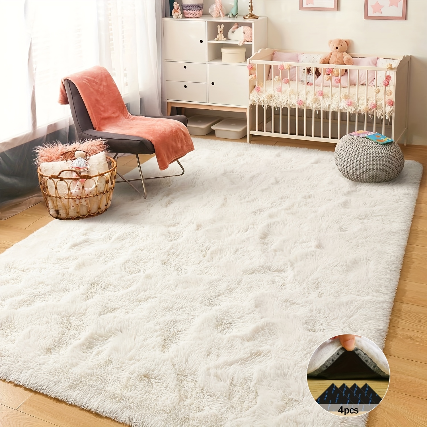 Off-White Soft Shaggy Non-Slip - Soft Rug Nursery のレビューと価格