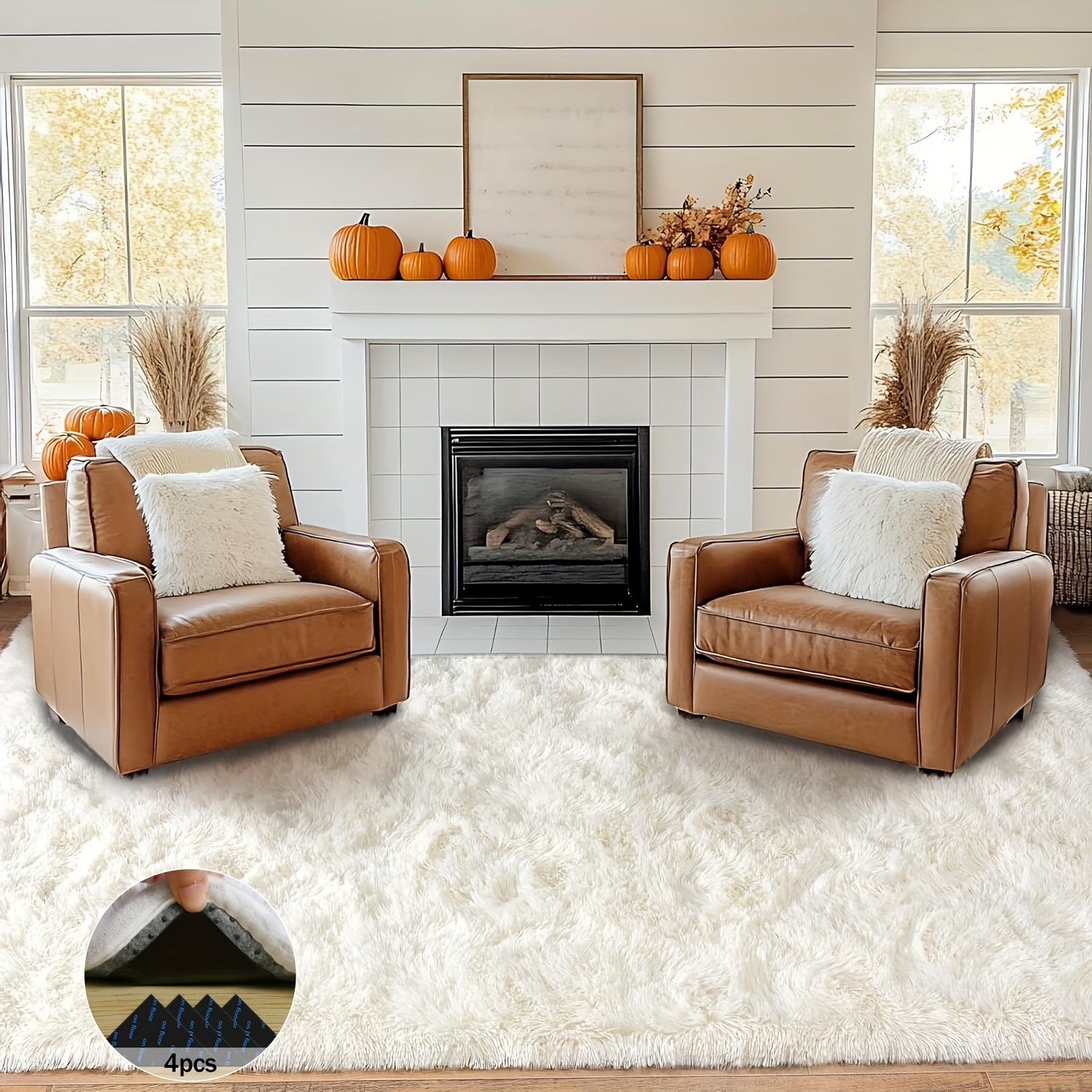 Off-White Soft Shaggy Non-Slip - Soft Rug Nursery のレビューと価格