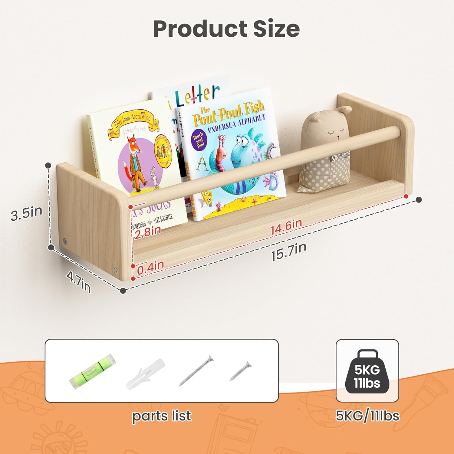 2 Pack 15.7 Inch Floating Book - Baby Nursery Floating Shelves のレビューと価格