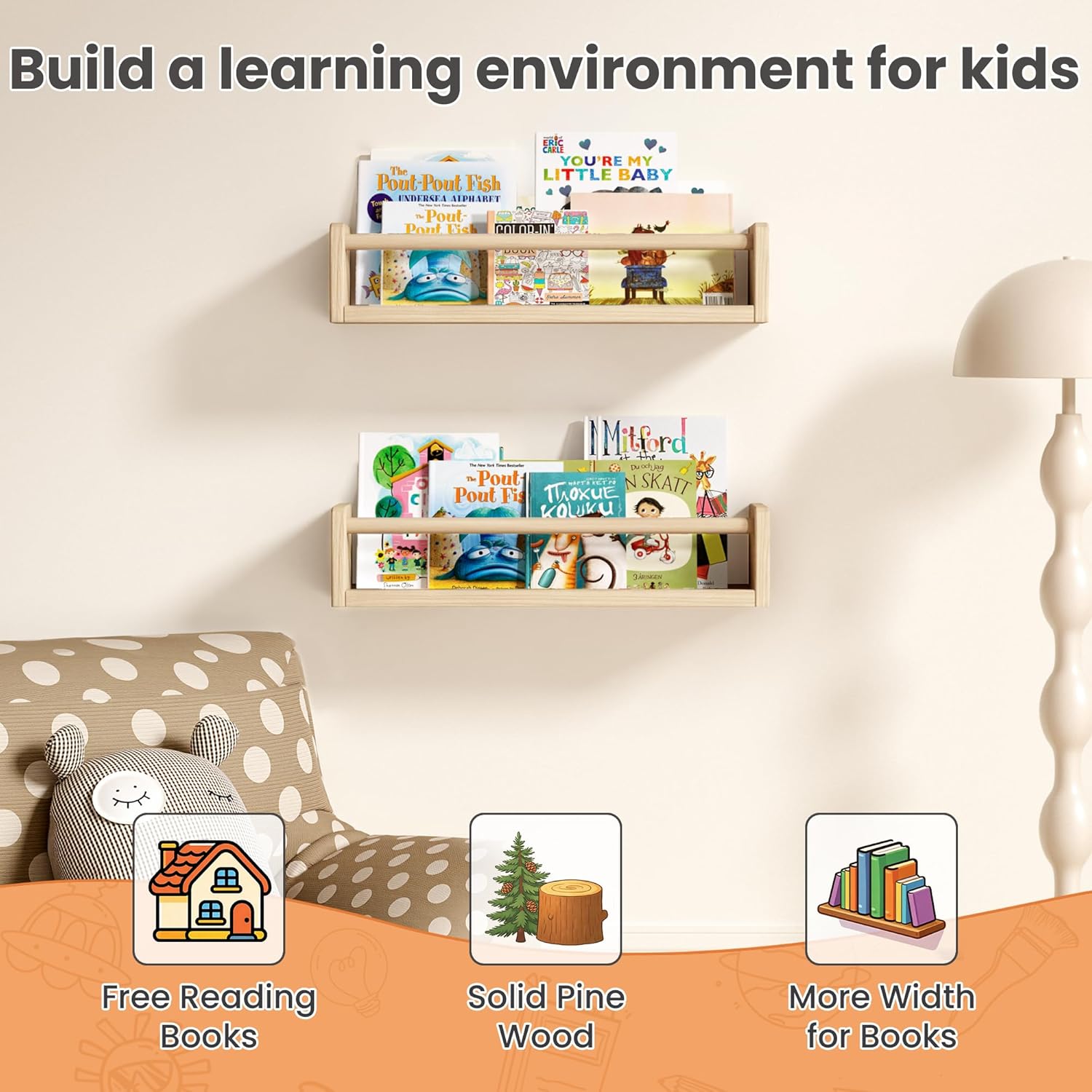 2 Pack 15.7 Inch Floating Book - Baby Nursery Floating Shelves のレビューと価格