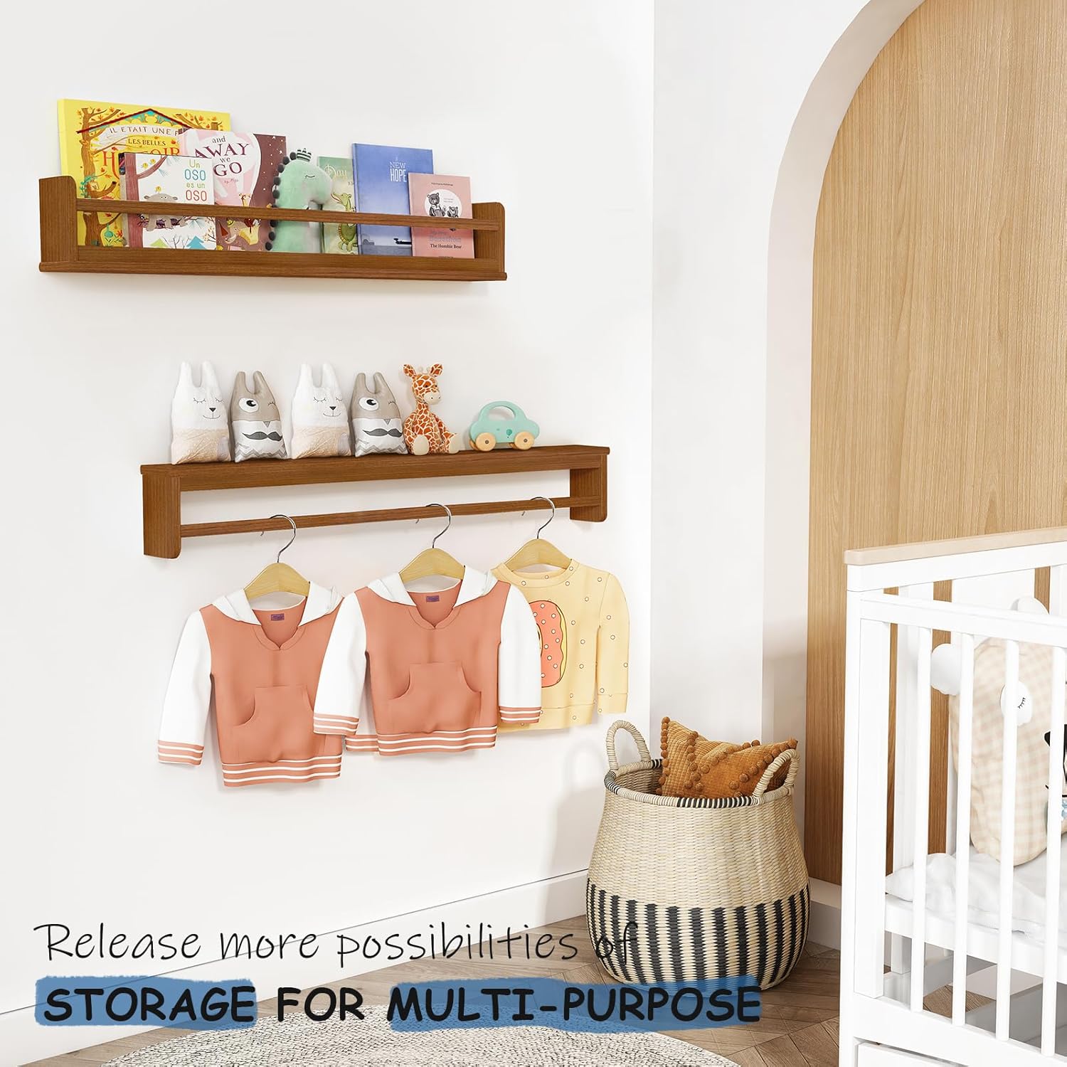 Dark Wood Wall Bookshelf For K - Baby Nursery Floating Shelves のレビューと価格