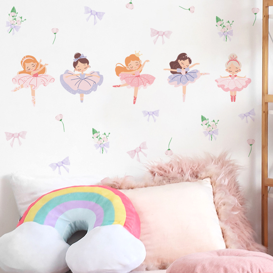 Fairy Ballet Dancer Bow Wall S - Baby Nursery Wallpaper Girl のレビューと価格