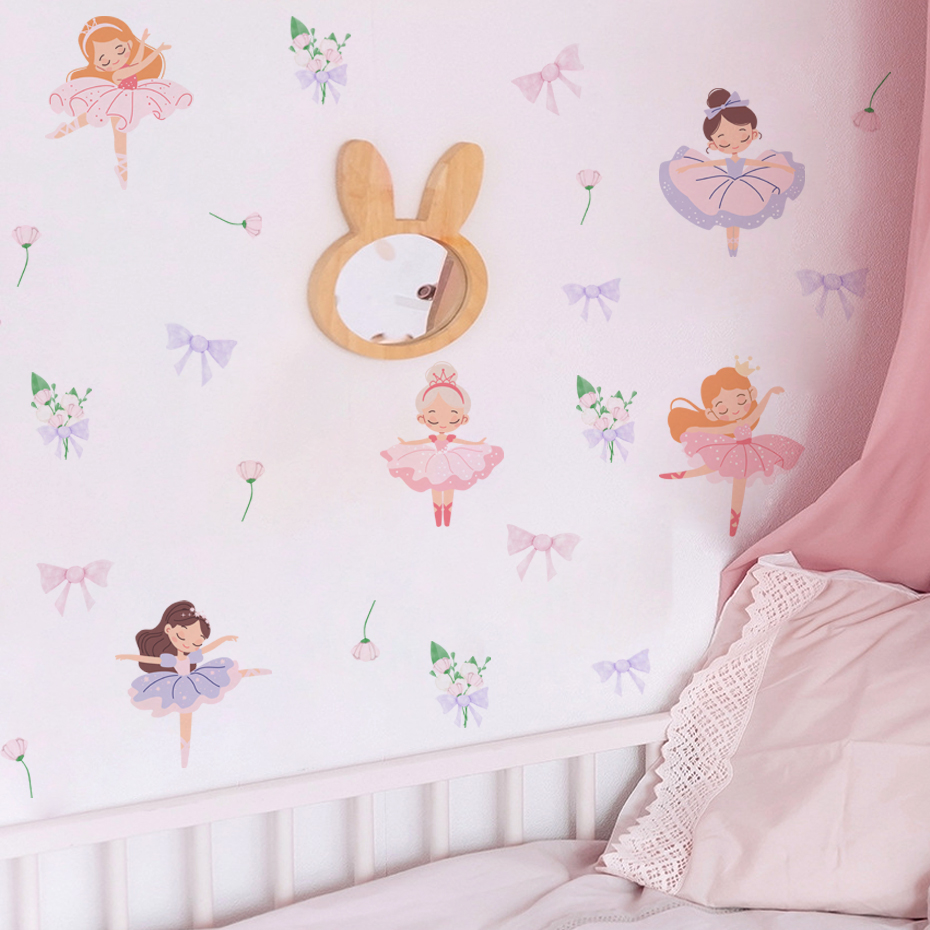 Fairy Ballet Dancer Bow Wall S - Baby Nursery Wallpaper Girl のレビューと価格