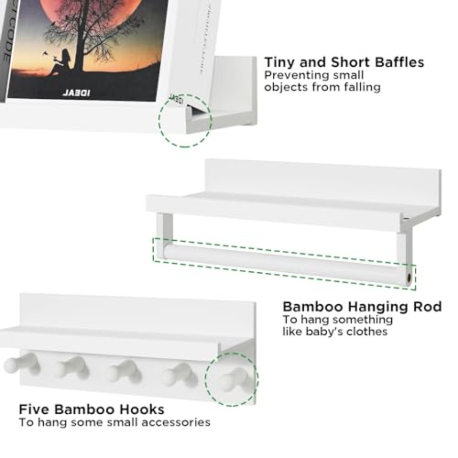 Set of Four Floating Book Shel - Baby Nursery Floating Shelves のレビューと価格