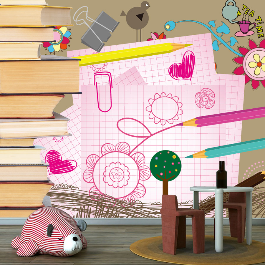 Cartoon Books Drawing Easy to  - Baby Nursery Peel And Stick Wallpaper のレビューと価格