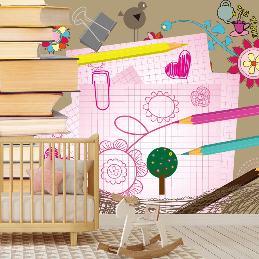 Cartoon Books Drawing Easy to  - Baby Nursery Peel And Stick Wallpaper のレビューと価格