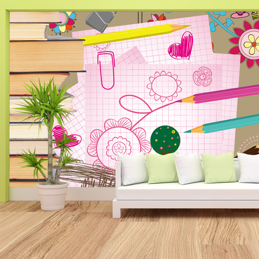 Cartoon Books Drawing Easy to  - Baby Nursery Peel And Stick Wallpaper のレビューと価格