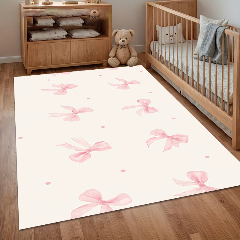 Watercolor Pink Bow Area Rug N - Soft Rug Nursery のレビューと価格