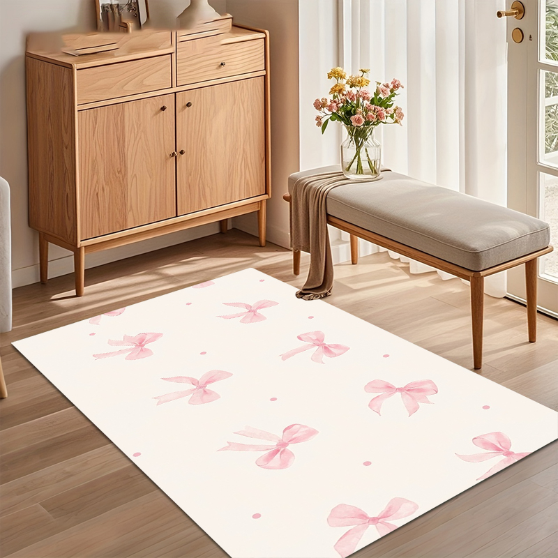 Watercolor Pink Bow Area Rug N - Soft Rug Nursery のレビューと価格
