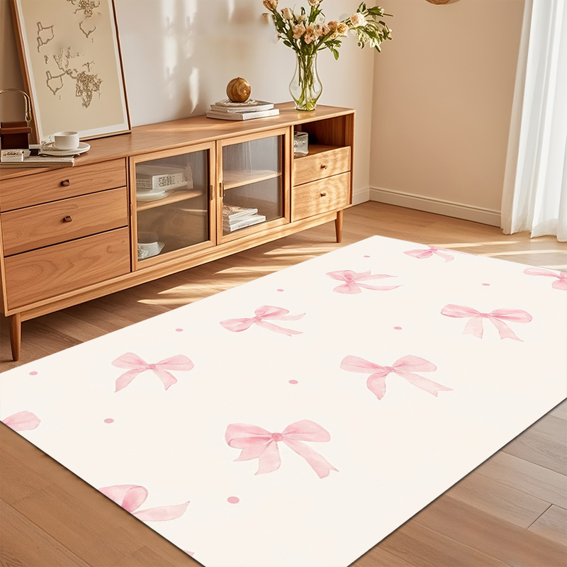 Watercolor Pink Bow Area Rug N - Soft Rug Nursery のレビューと価格