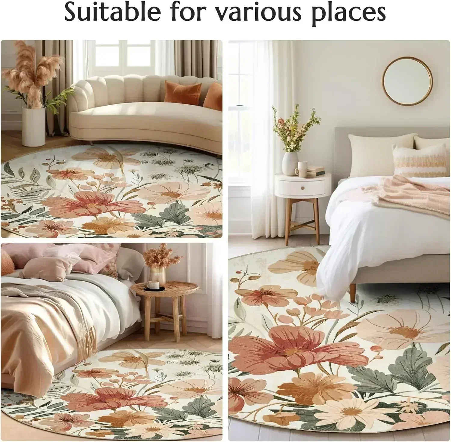Round Art Nouveau Cat Floral A - Soft Rug Nursery のレビューと価格