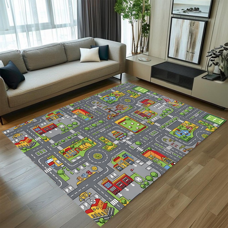 Cute Car Track Play Rug Green  - Baby Nursery Rug のレビューと価格