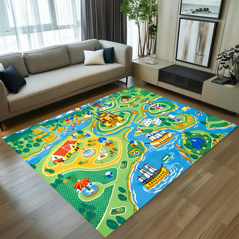 Cute Car Track Play Rug Green  - Baby Nursery Rug のレビューと価格