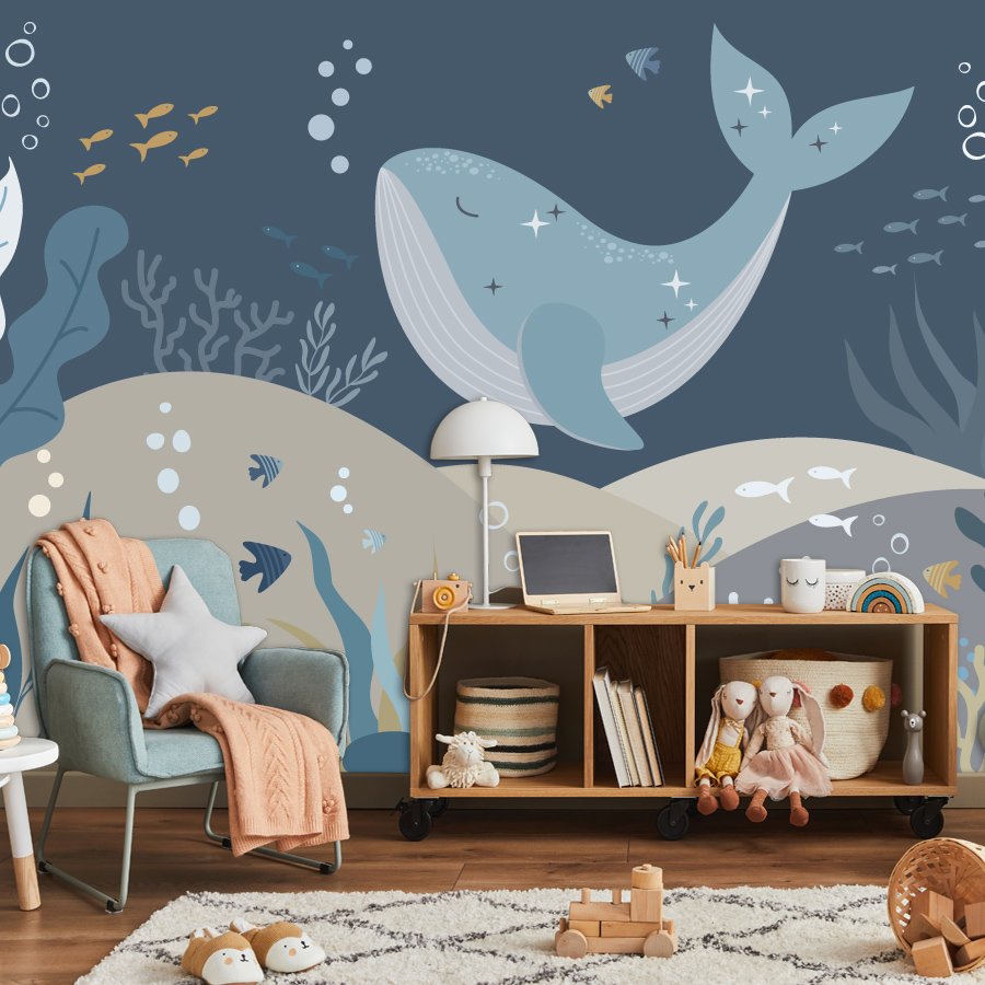 10+ Cute Cartoon Whale Wallpap - Baby Nursery Peel And Stick Wallpaper のレビューと価格