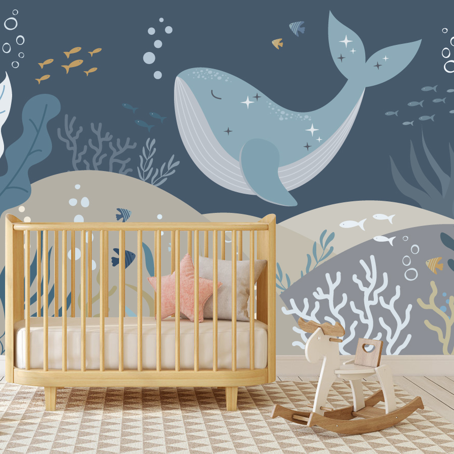 10+ Cute Cartoon Whale Wallpap - Baby Nursery Peel And Stick Wallpaper のレビューと価格