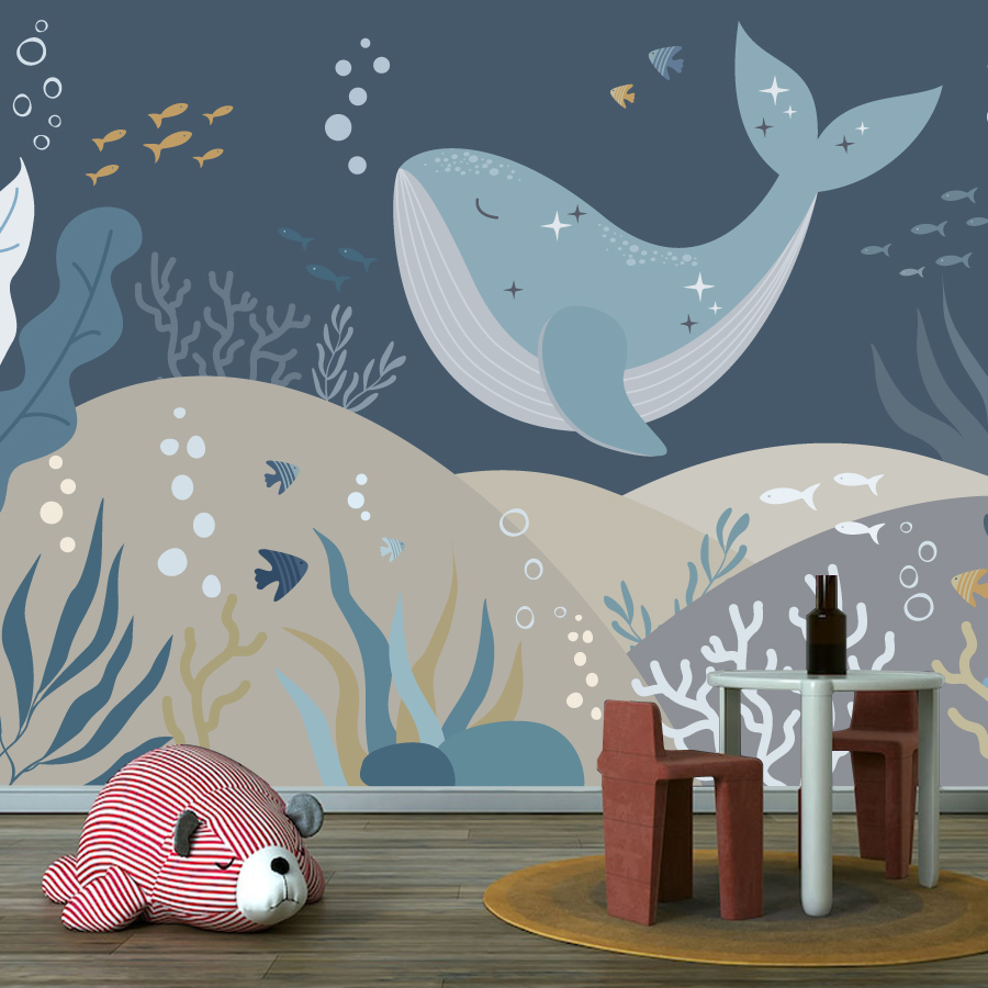 10+ Cute Cartoon Whale Wallpap - Baby Nursery Peel And Stick Wallpaper のレビューと価格