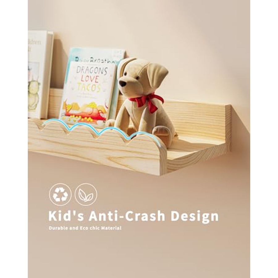 Nursery Book Shelves, 4-Pack F - Baby Nursery Floating Shelves のレビューと価格