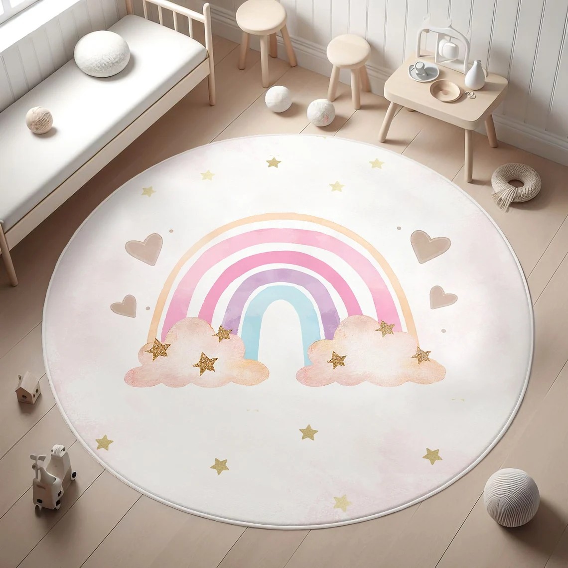Rainbow Kids Rug,Heart Rainbow - Soft Rug Nursery のレビューと価格