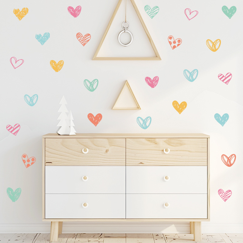 New Colorful Heart Wall Sticke - Baby Nursery Wallpaper Girl のレビューと価格