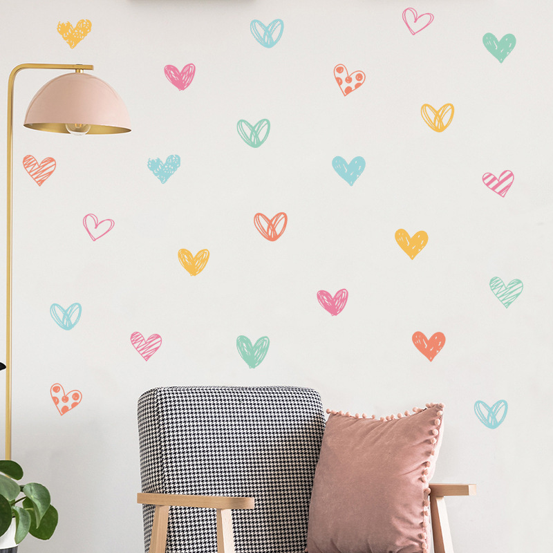 New Colorful Heart Wall Sticke - Baby Nursery Wallpaper Girl のレビューと価格