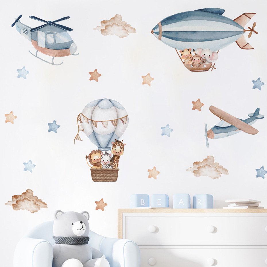 Watercolor Animals Hot Air Bal - Baby Nursery Hot Air Balloon のレビューと価格