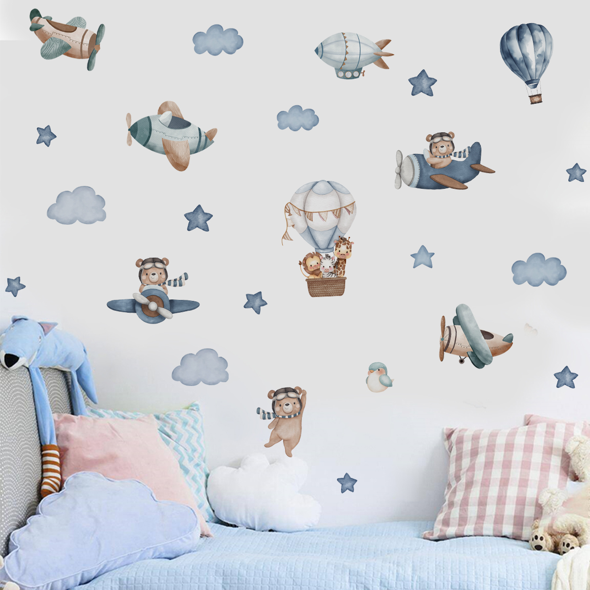 Watercolor Animals Hot Air Bal - Baby Nursery Hot Air Balloon のレビューと価格