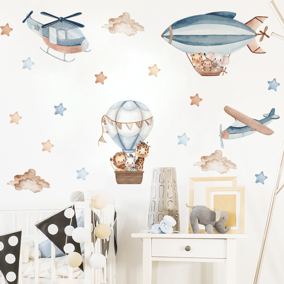 Watercolor Animals Hot Air Bal - Baby Nursery Hot Air Balloon のレビューと価格
