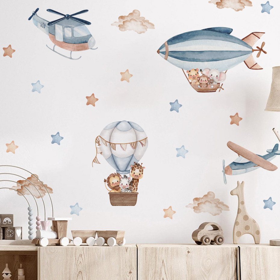 Watercolor Animals Hot Air Bal - Baby Nursery Hot Air Balloon のレビューと価格