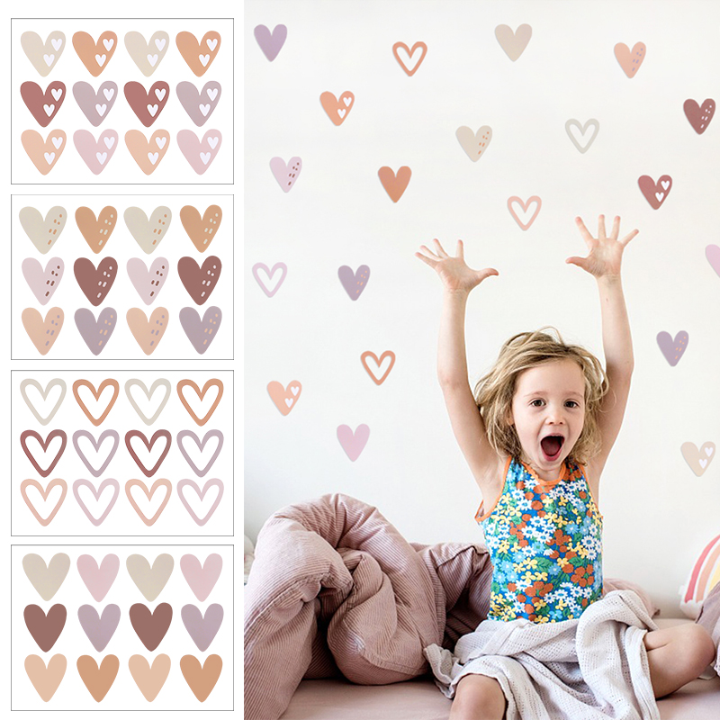2pcs Lovely Hearts Ins Wall St - Baby Nursery Wallpaper Girl のレビューと価格
