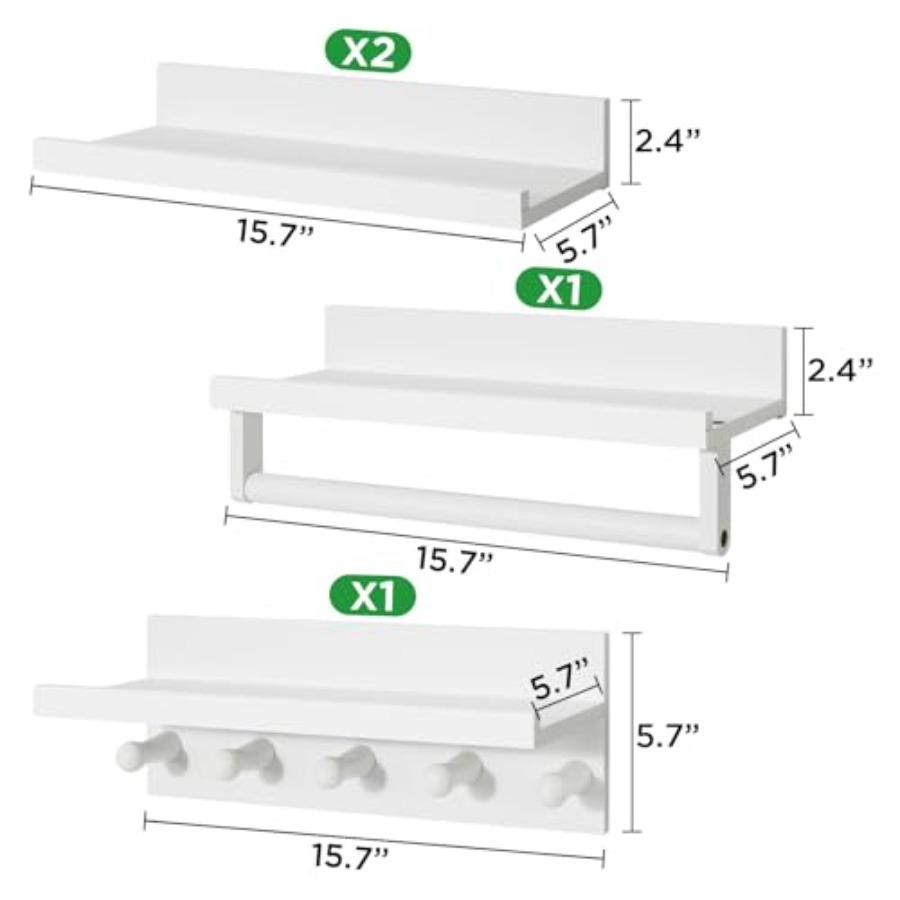 Set of Four Floating Book Shel - Baby Nursery Floating Shelves のレビューと価格