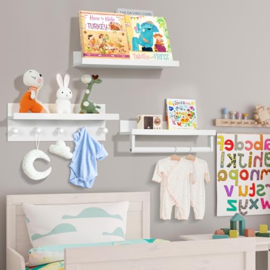 Set of Four Floating Book Shel - Baby Nursery Floating Shelves のレビューと価格