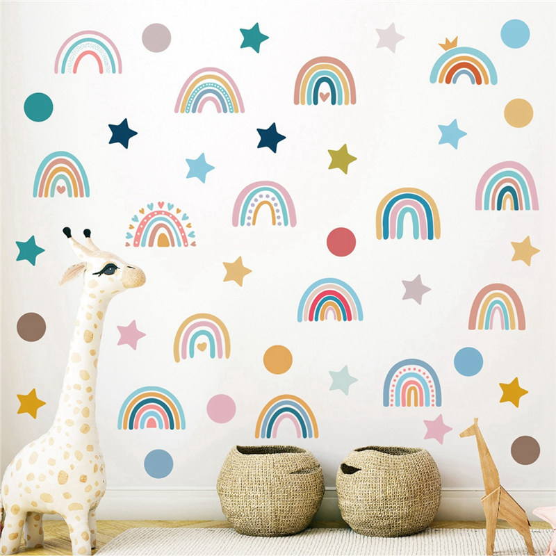 AEE2-Boho Rainbow Wall Decals  - Baby Nursery Wallpaper Girl のレビューと価格