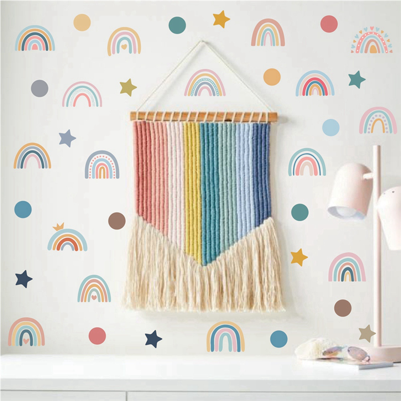 AEE2-Boho Rainbow Wall Decals  - Baby Nursery Wallpaper Girl のレビューと価格