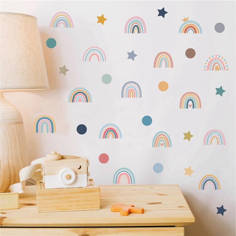 AEE2-Boho Rainbow Wall Decals  - Baby Nursery Wallpaper Girl のレビューと価格