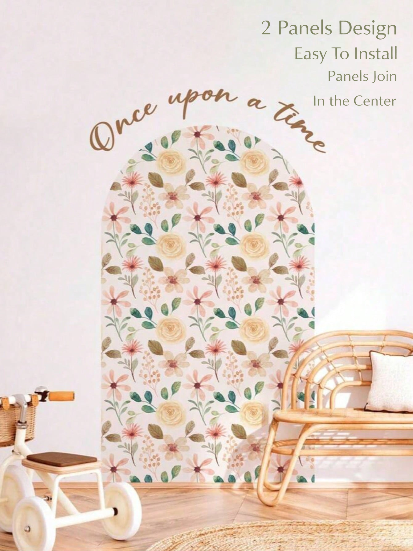 Boho Flowers Arch Wallpaper Nu - Baby Nursery Peel And Stick Wallpaper のレビューと価格