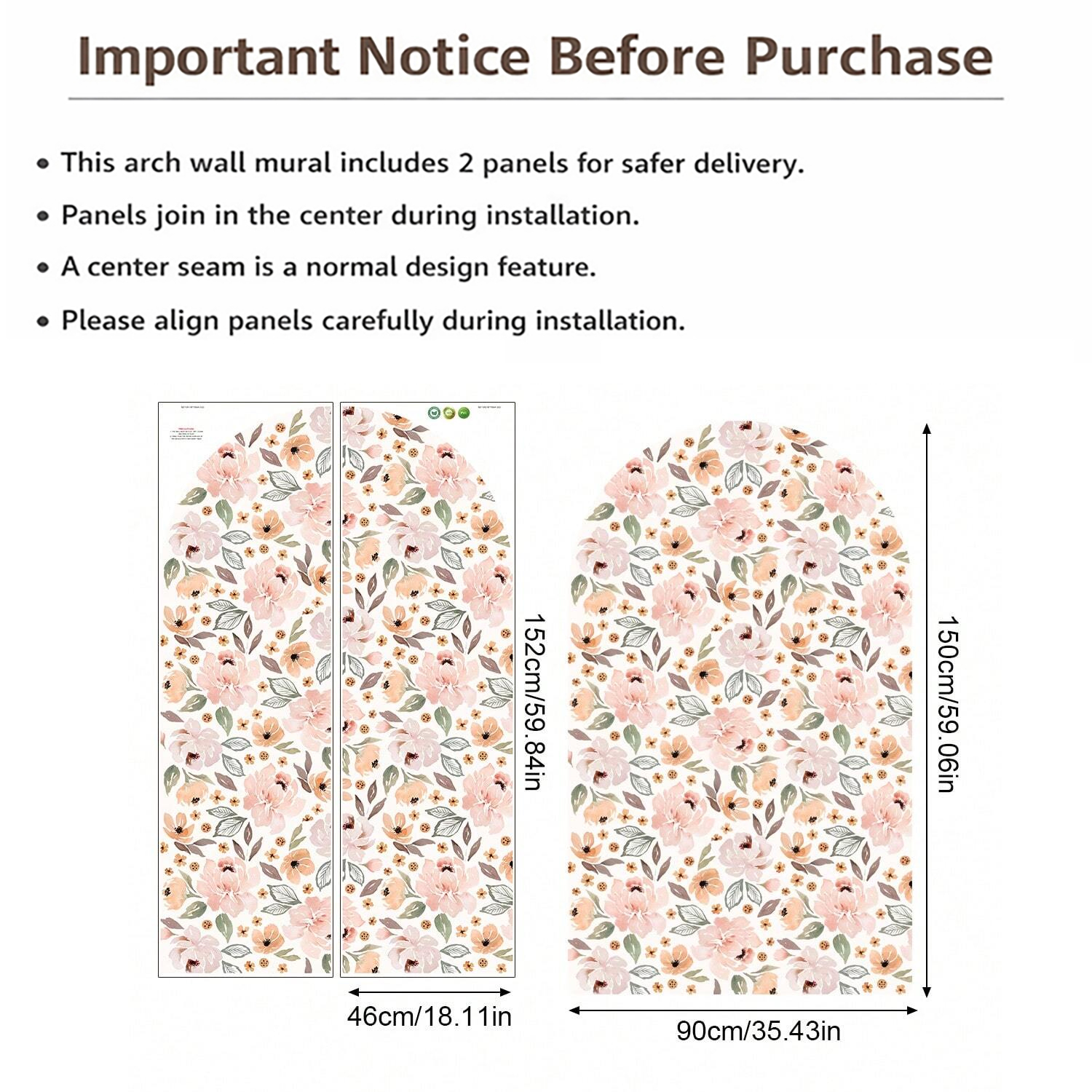 Boho Flowers Arch Wallpaper Nu - Baby Nursery Peel And Stick Wallpaper のレビューと価格