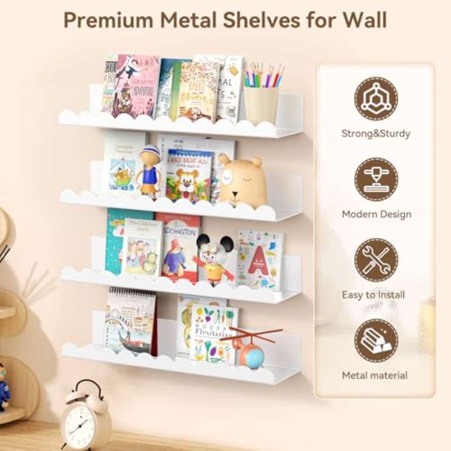 Nursery Book Shelves 17 Inch M - Baby Nursery Floating Shelves のレビューと価格