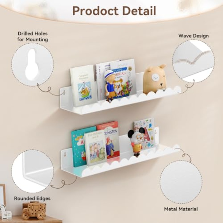 Nursery Book Shelves 17 Inch M - Baby Nursery Floating Shelves のレビューと価格