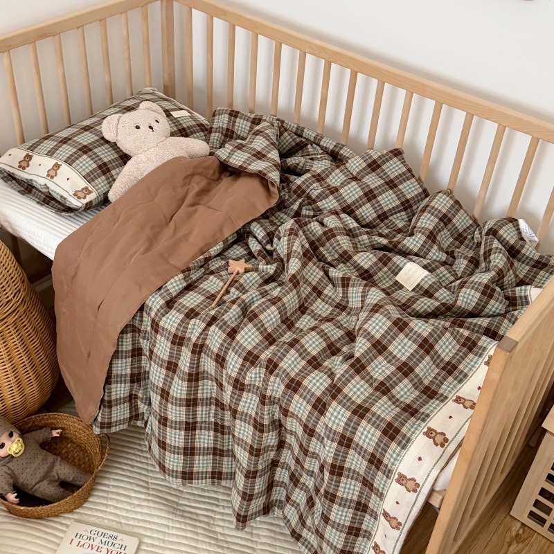 Breathable Grid Linen Quilt fo - Baby Nursery Bedding のレビューと価格